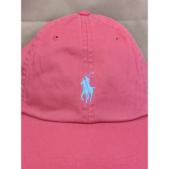 Polo Ralph Lauren Red Berry Baseball Cap Light Blue Pony Chino Hat NEW - Picture 2 of 5